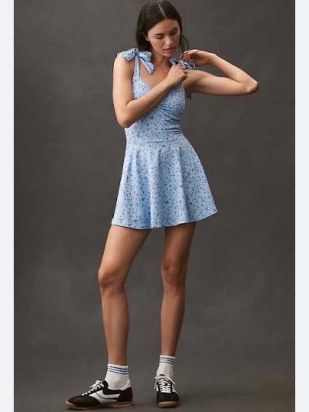 Beach Riot Pixie Light Blue Floral Tie-Shoulder Mini Dress